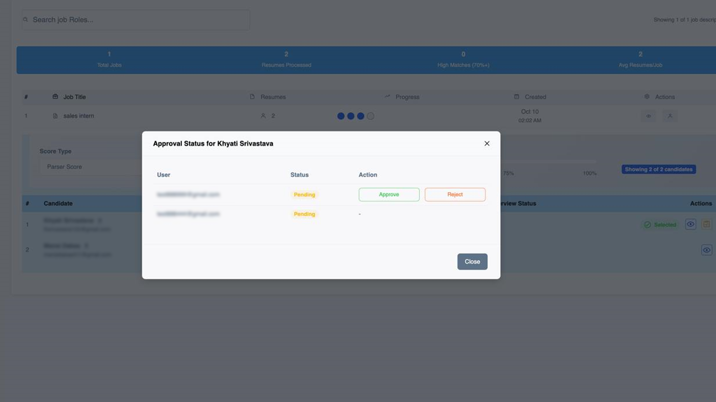 Alwayscale manager approval workflow for candidate shortlisting