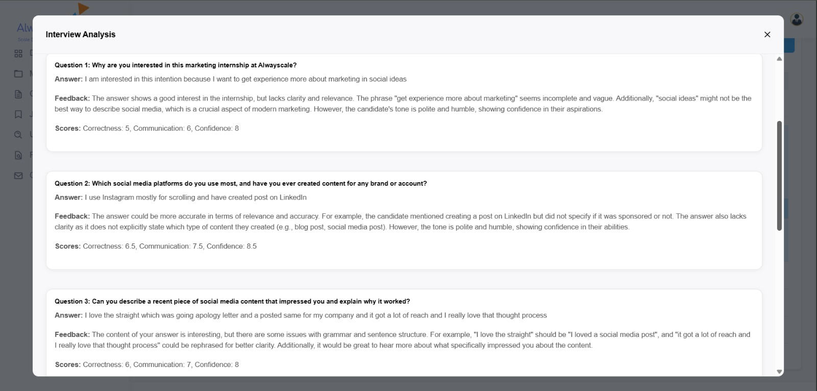 Alwayscale AI voice bot automating screening calls for hiring